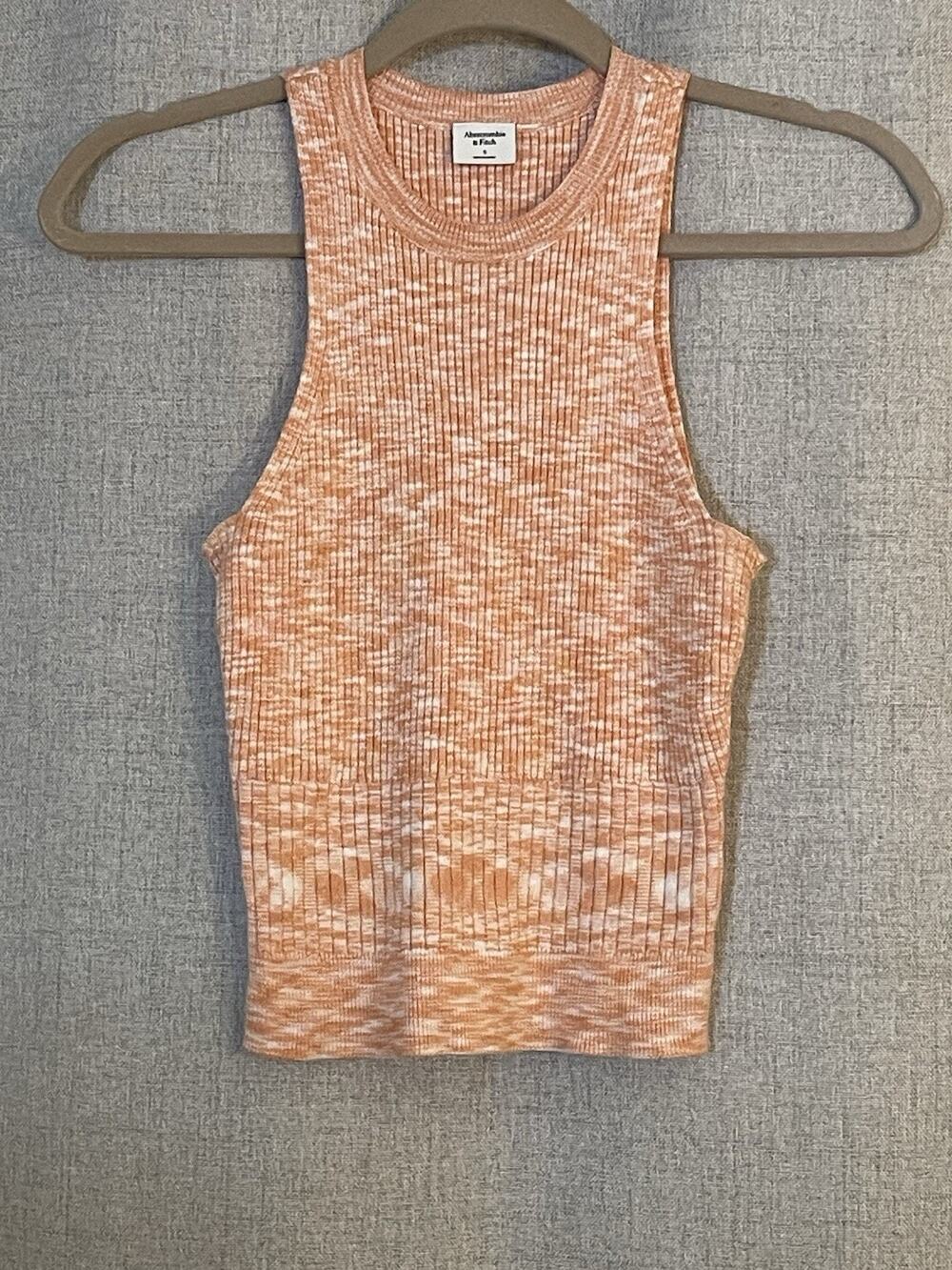 Abercrombie & Fitch High Neck Scuba Knit Sweater Tank Top Spacedye Orange Small